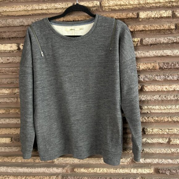 J. Brand Gray Wool Blend Zipper Shoulder Sweater Sweatshirt Size Medium - Picture 8 of 8